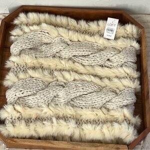 LOFT Cableknit & Faux Fur Snood Scarf